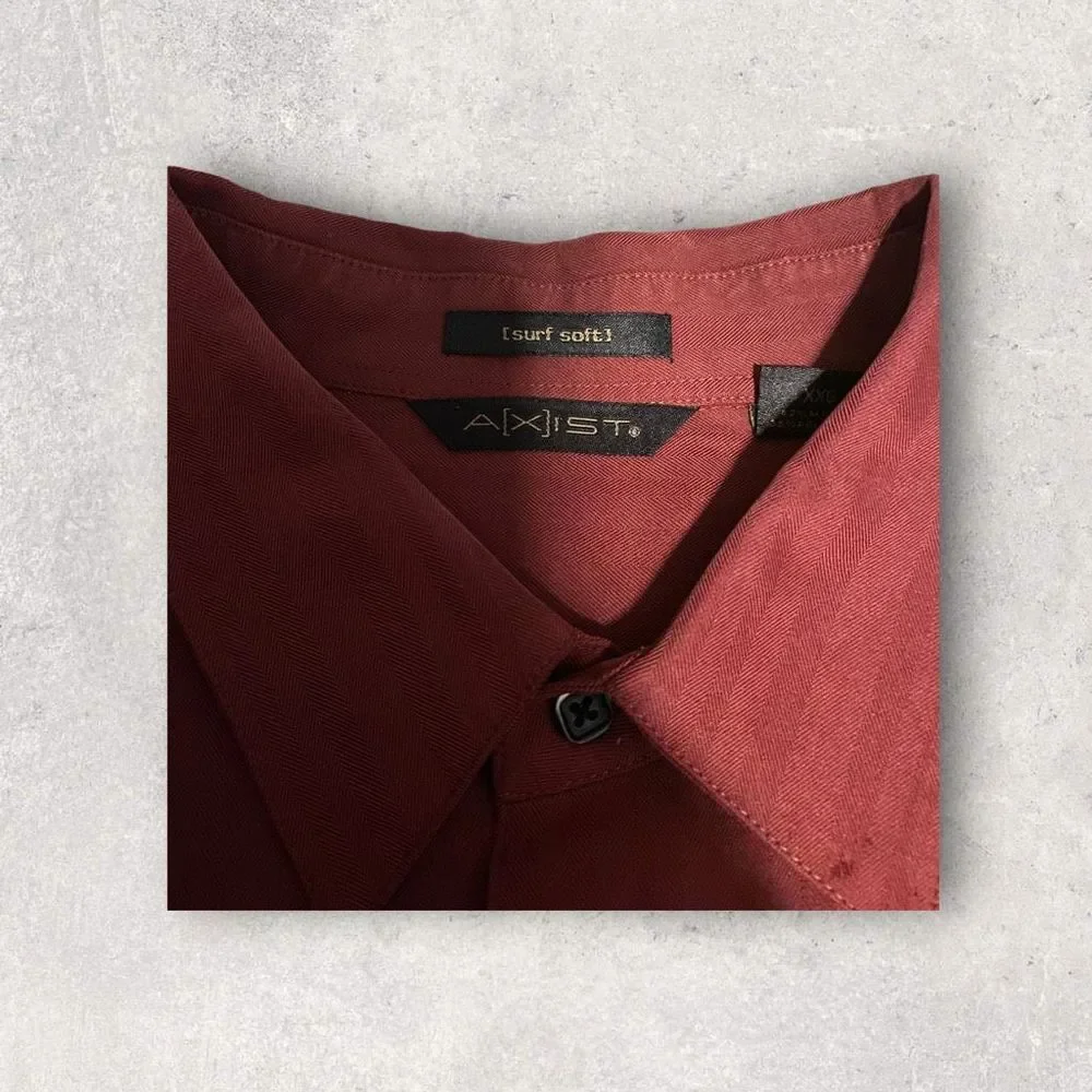 Axist Button Down Short Sleeve Casual Maroon Red Shirt Men’s XXL - Picture 2 of 3